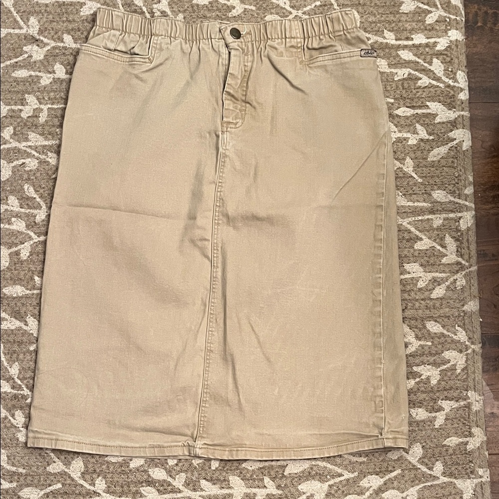 Tan Midi Pencil Skirt